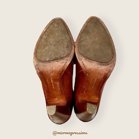 Frye Roxanne Ring Short Cognac Leather Moto Harness Belt Buckle Heeled Bootie - Picture 11 of 13